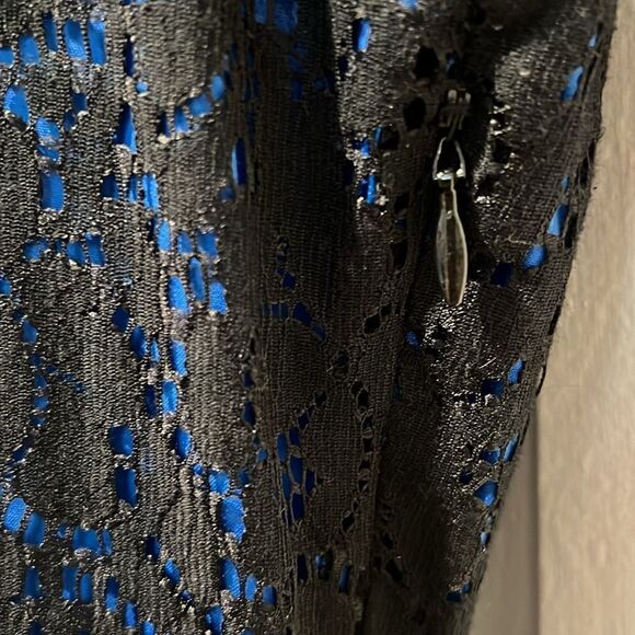 Levi’s Black Lace/Blue Lined‎ Cap Sleeve Dress Size 8 - Picture 7 of 14
